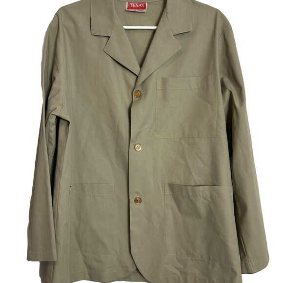 Vintage Lot 3 Texas Uniform Lab Coats Mens Size Medium Green Yellow Tan USA - Picture 8 of 12